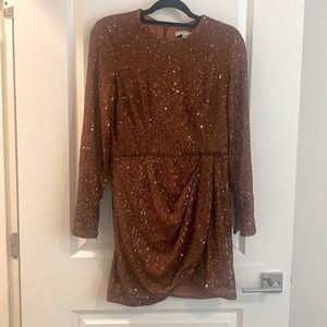 Toccin x RTR Orange/ brown mini wrap dress with sequins
